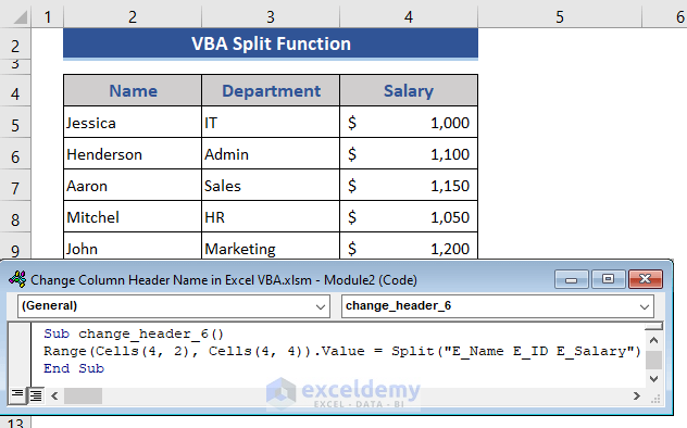 How To Change Column Header Name In Excel VBA 3 Examples 