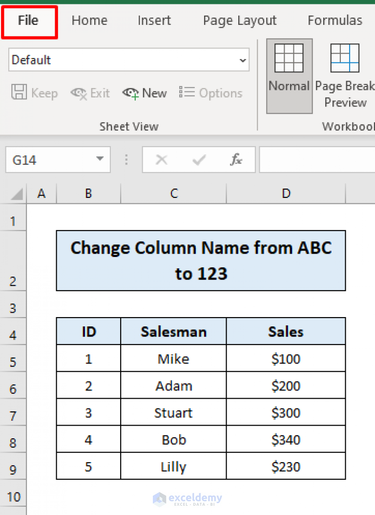 How To Change Column Name From ABC To 1 2 3 In Excel