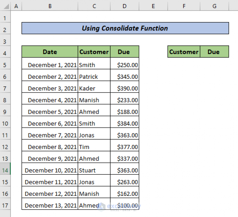 Consolidate Rows And Sum Data In Excel 4 Effective Methods 6842