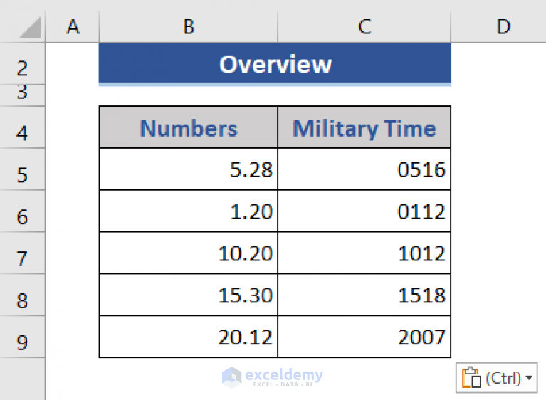 how to convert military time in excel Colon entering each