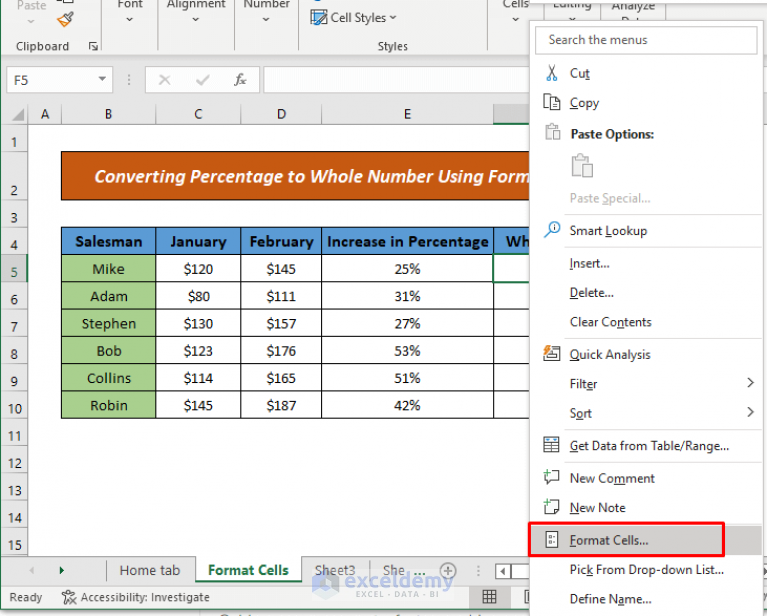 How to Convert Percentage to Whole Number in Excel (4 Methods)