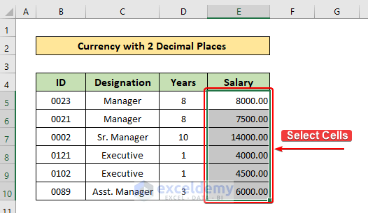 Currency With 2 Decimal Places In Excel with Quick Steps 