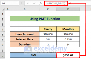 How to Make EMI Formula in Excel (with Suitable Example)