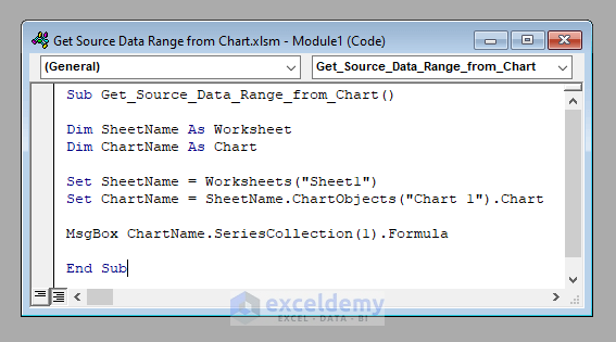 Excel VBA Get Source Data Range From A Chart with Quick Steps 