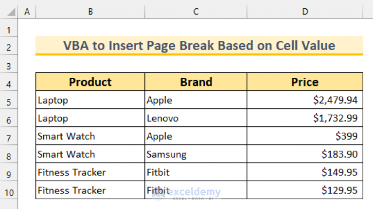 how-to-insert-page-break-based-on-cell-value-with-excel-vba