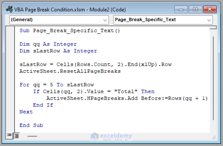 how-to-insert-page-break-based-on-cell-value-with-excel-vba