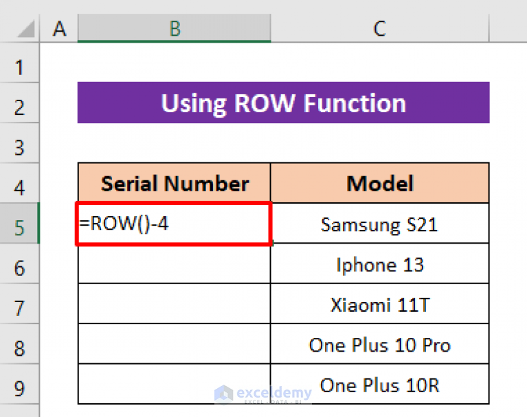 How to Create a Formula for Serial Number in Excel (7 Methods)