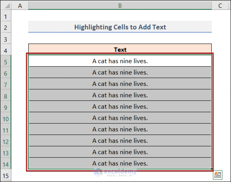 how-to-add-text-to-multiple-cells-in-excel-10-easy-methods