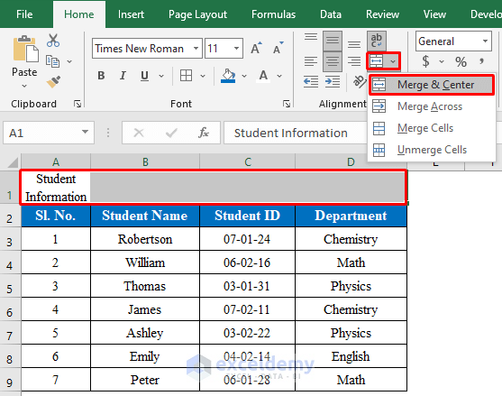 How To Add A Title To A Table In Excel with Simple Steps 