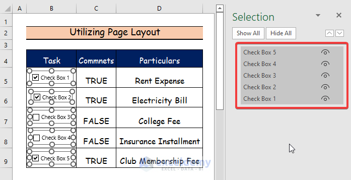 How To Align Checkboxes In Excel 2 Easy Ways ExcelDemy