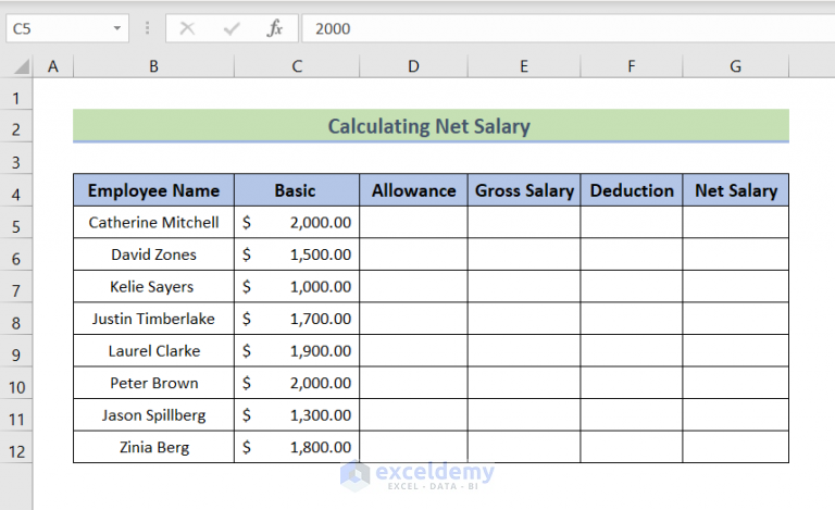 how-to-calculate-net-salary-in-excel-with-easy-steps