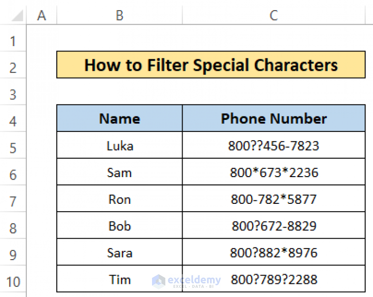 How To Filter Special Characters In Excel