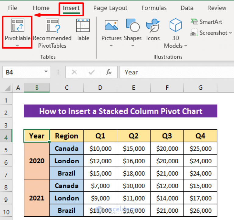 How to Insert a Stacked Column Pivot Chart in Excel ExcelDemy