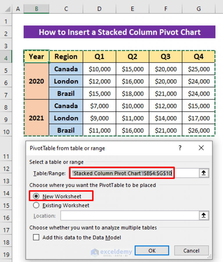 How to Insert a Stacked Column Pivot Chart in Excel ExcelDemy