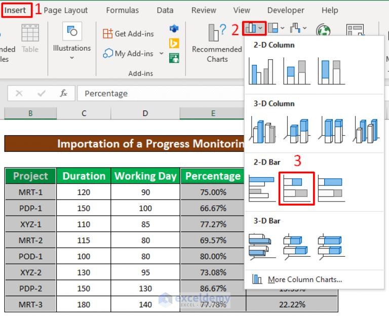 How To Make A Progress Monitoring Chart In Excel