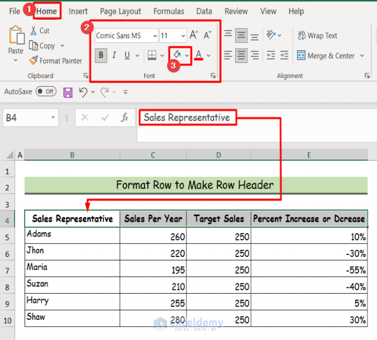 How To Make A Row Header In Excel 4 Easy Ways Exceldemy 2098