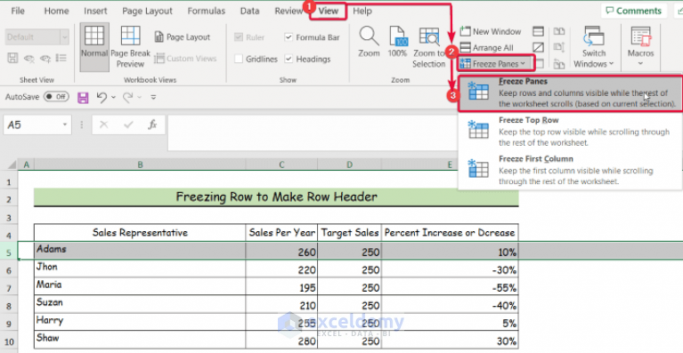 How to Make a Row Header in Excel (4 Easy Ways) - ExcelDemy