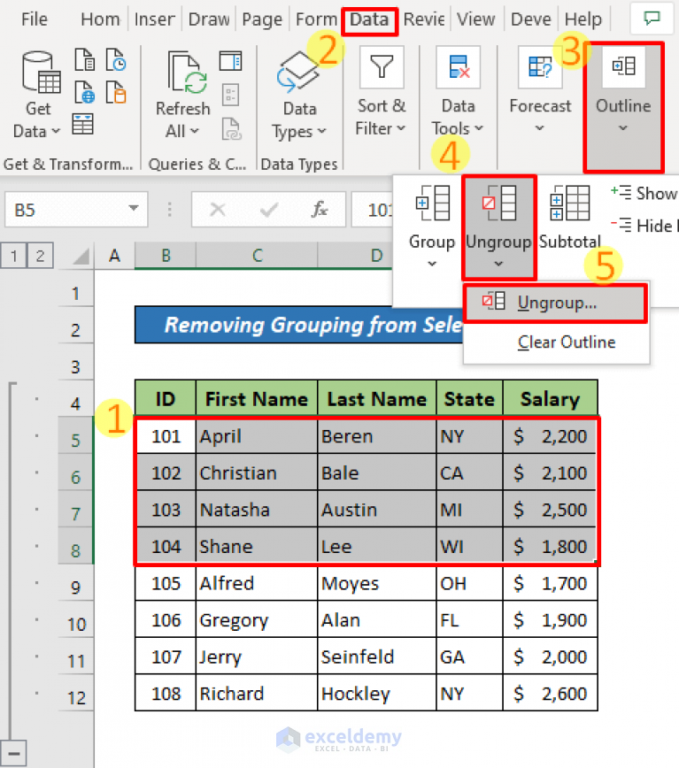 How to Remove Grouping in Excel (2 Suitable Examples) - ExcelDemy