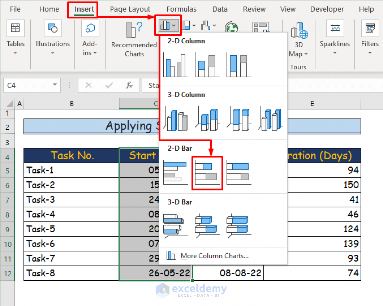 How to Use Excel Gantt Chart (Create and Customize)