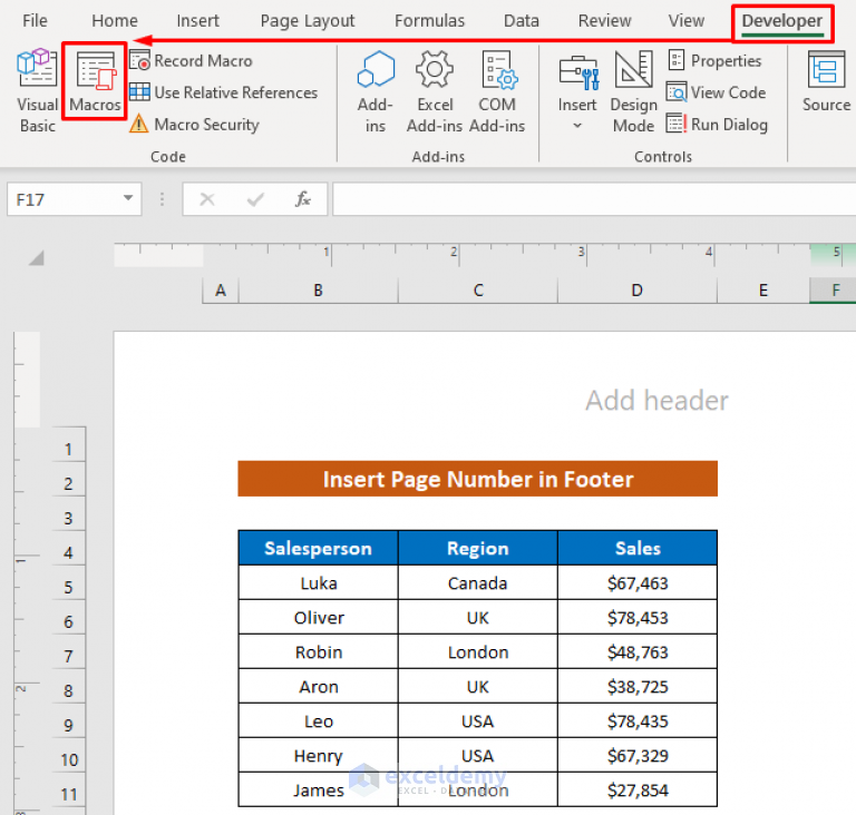 how-to-insert-page-number-using-vba-in-excel-3-macros