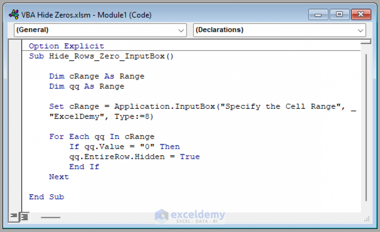 how-to-hide-rows-with-zero-values-in-excel-using-macro-3-ways