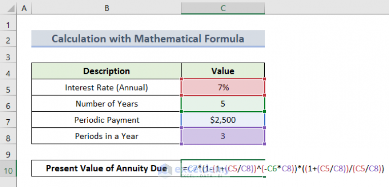 How To Apply Present Value Of Annuity Formula In Excel