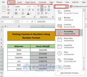 How to Put Comma in Numbers in Excel (7 Easy Ways)