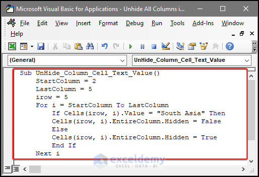 how-to-unhide-all-columns-with-excel-vba-8-examples