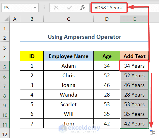 How To Add Text To End Of Cell In Excel 6 Easy Methods 