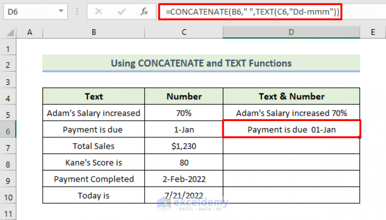 How to Combine Text and Numbers in Excel and Keep Formatting