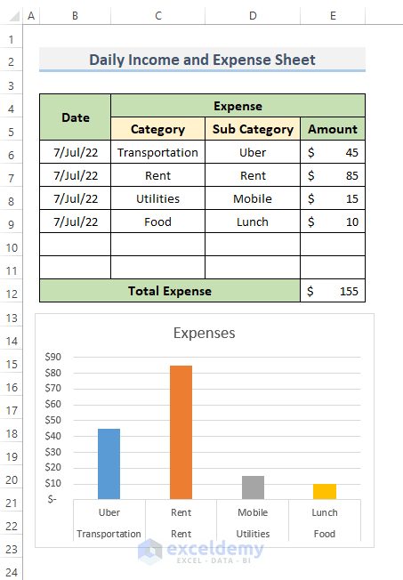 Excel Template For Daily Expenses