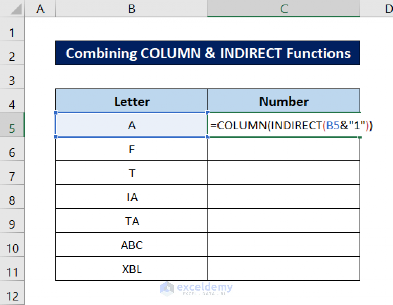 How to Convert Column Letter to Number Chart in Excel (4 Ways)