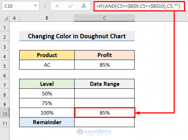 Excel Doughnut Chart Change Color Based On Value