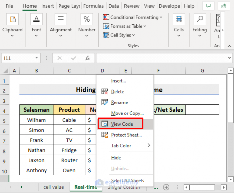 Excel VBA to Hide Columns Based on Criteria (6 Useful Examples)