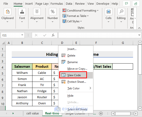 Excel VBA To Hide Columns Based On Criteria 6 Useful Examples 