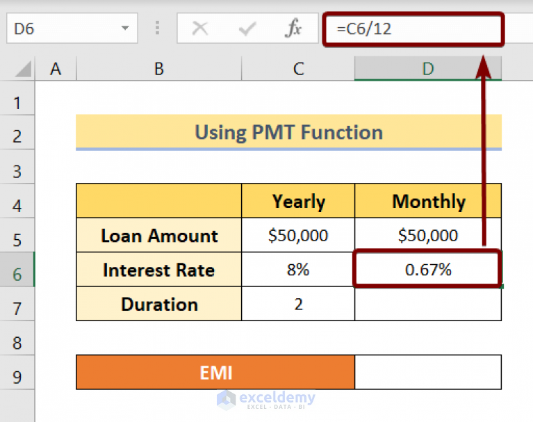 How To Calculate Emi In Excel (2 Effective Ways) - Exceldemy