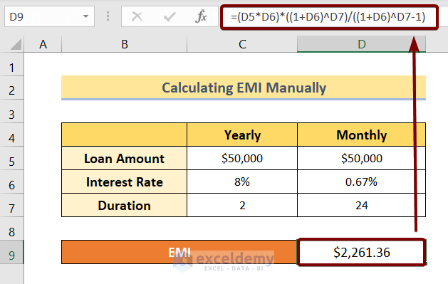  How To Calculate EMI In Excel 2 Effective Ways ExcelDemy