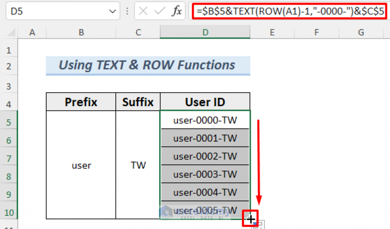 How To Create A Number Sequence With Text In Excel 5 Methods 9409