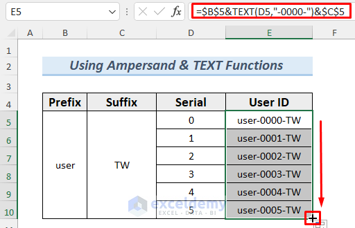 How To Create A Number Sequence With Text In Excel 5 Methods 