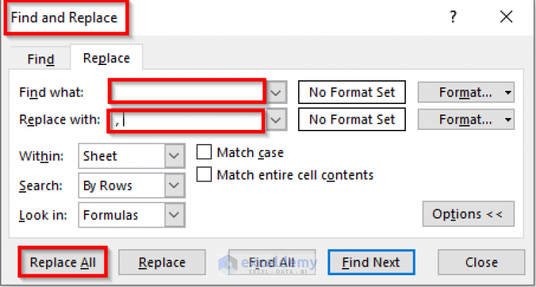 How To Insert Comma Between Words In Excel 4 Simple Methods 