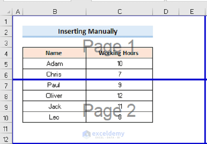 How To Insert A Page Break Between Rows