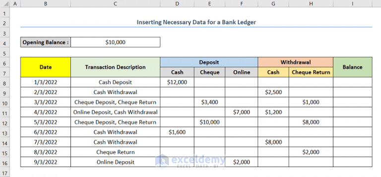 How To Make A Bank Ledger In Excel (with Easy Steps)