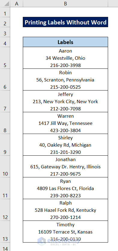 How To Print Labels In Excel Without Word with Easy Steps 