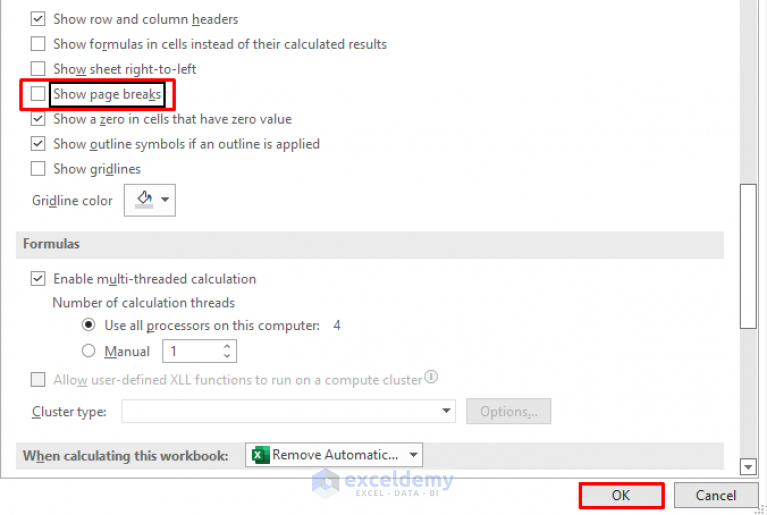 How Do I Remove Automatic Page Breaks In Excel