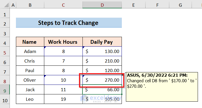 How To Track Changes In Excel With Easy Steps - ExcelDemy