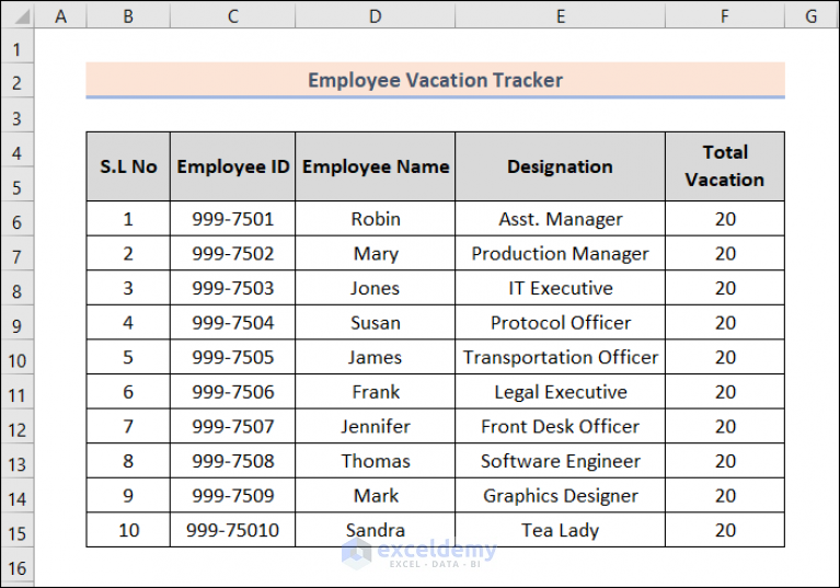 how-to-track-employee-vacation-time-in-excel-with-easy-steps