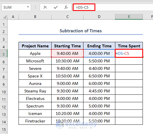 How To Track Time Spent On Projects In Excel 5 Useful Methods 