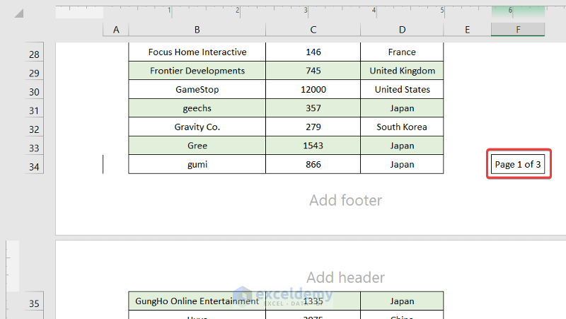 How To Insert Page Number In Excel Cell Not In Header