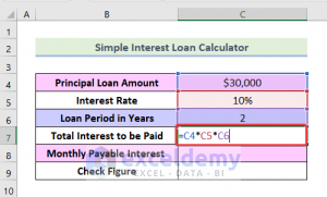 Excel Simple Interest Loan Calculator with Payment Schedule