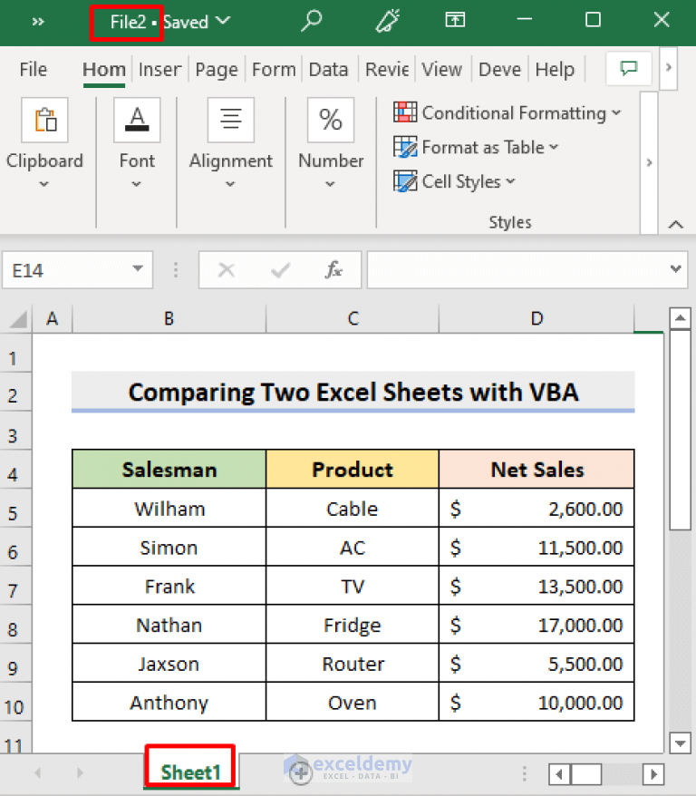 VBA Code to Compare Two Excel Sheets and Copy Differences